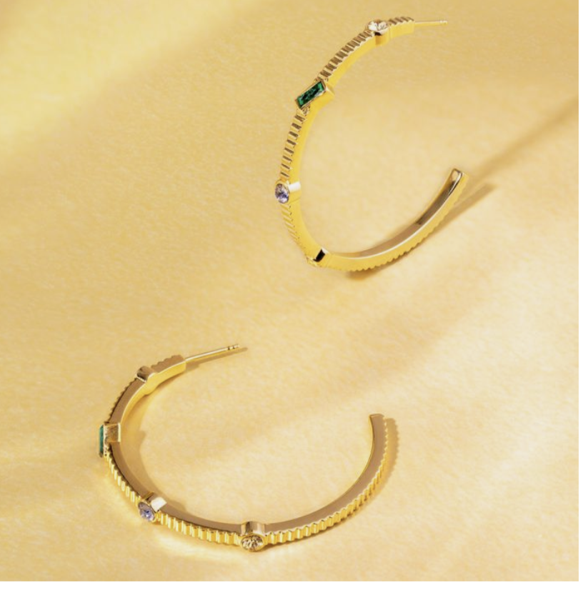 Judith hoop earrings with colored stones