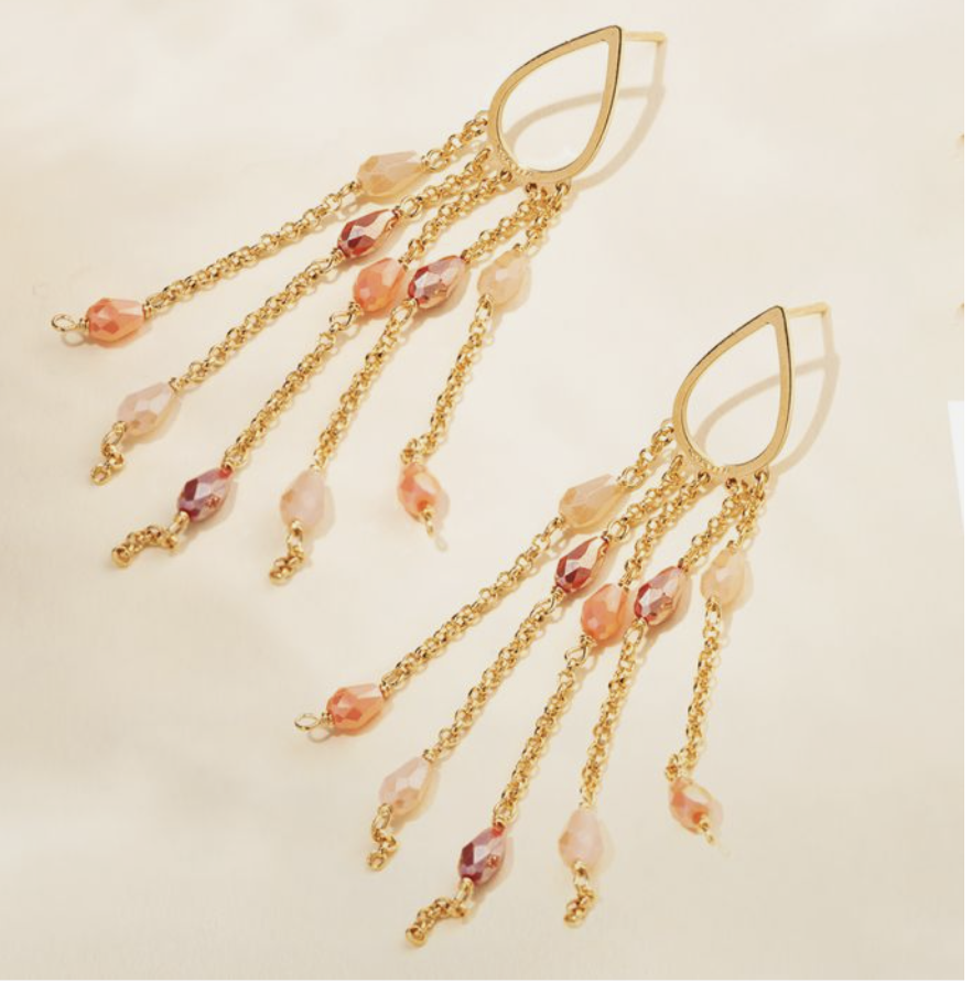Tulipe earrings with pendant and colored stones