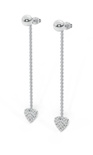 GOLD BEAD WITH HEART DANGLE STUD EARRINGS