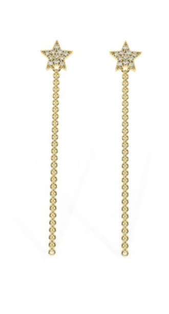 STAR WITH CHAIN DANGLE STUD EARRINGS