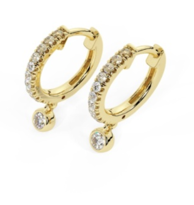 DIAMOND HUGGIE WITH DIAMOND BEZEL DANGLE EARRINGS