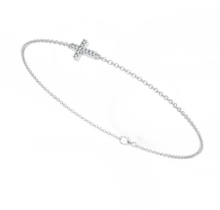SIDEWAYS CROSS DIAMOND ACCENT BRACELET 7.5'