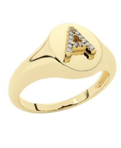 OVAL SIGNET RING WITH LETTER