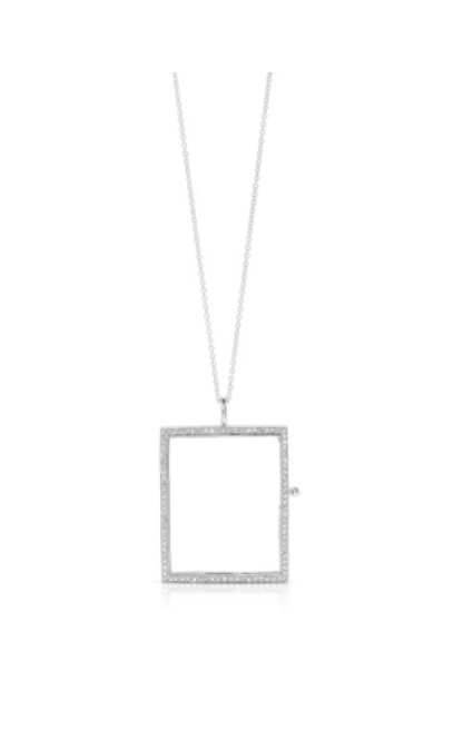 REVERSIBLE DIAMOND RECTANGLE LOCKET