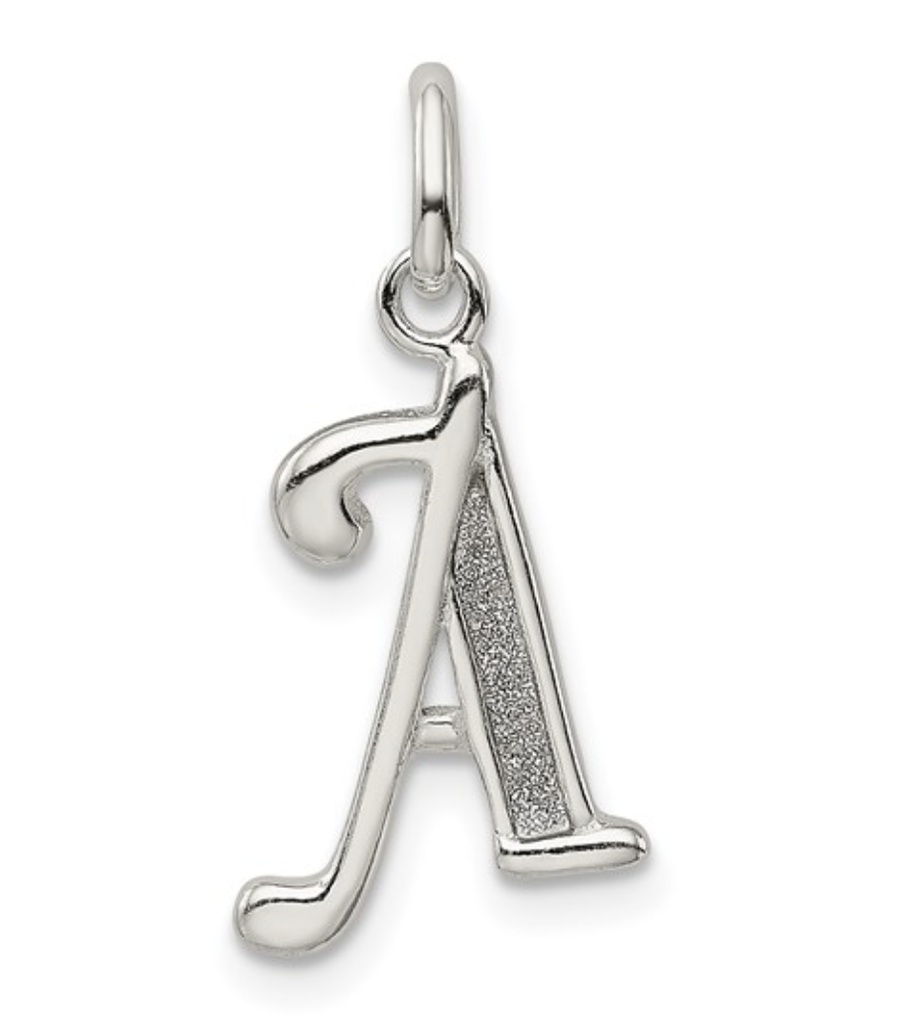 Sterling Silver Polished Glitter Enamel Letter