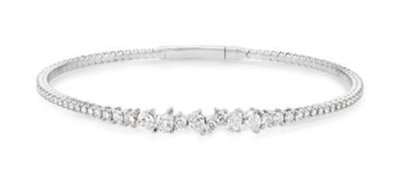 Graduated Multi Shape Diamond Flexible Bangle