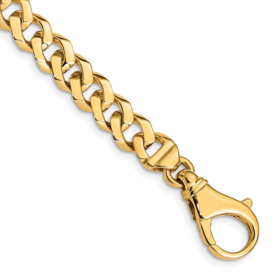 14K 8 inch 8mm Hand Polished Fancy Link with Fancy Lobster Clasp Bracelet