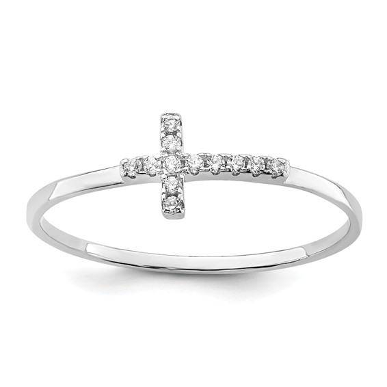 CZ Side Cross Polished Ring