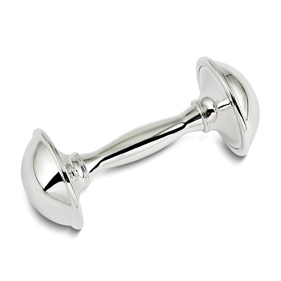 Silver-plated Baby Rattle in Wooden Keepsake Box