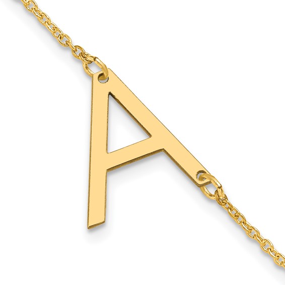 Sterling Silver Gold Plated Polished Small Letter Bracelet