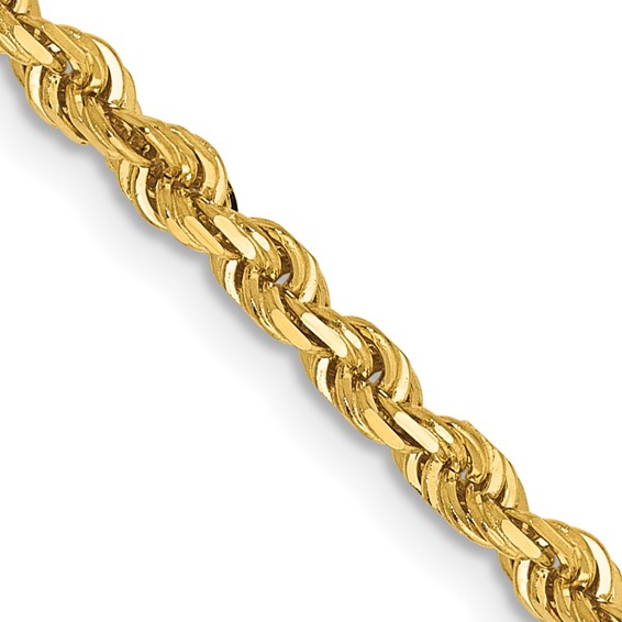 14K 26 Inch 3mm Diamond-cut Quadruple Rope