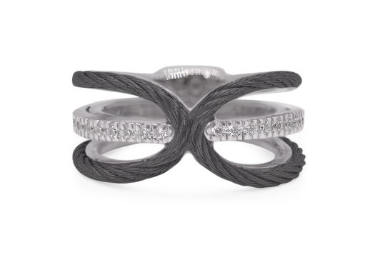 Cable Ring with 18kt Gold & Diamonds