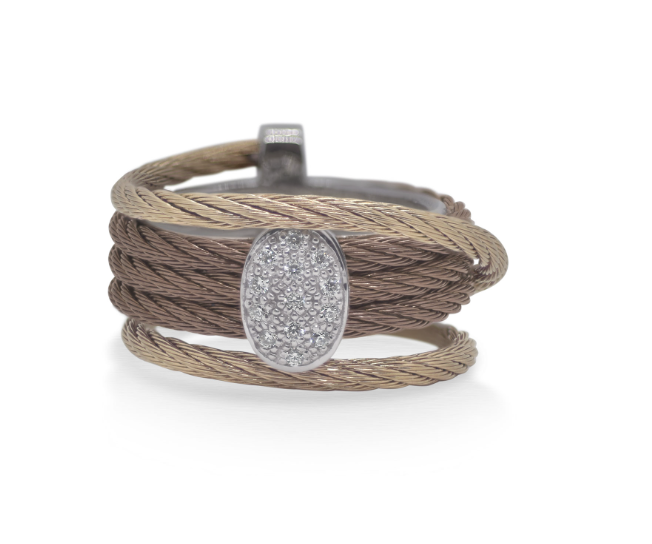 Oval Station Wrap Ring with 18kt Gold & Diamonds