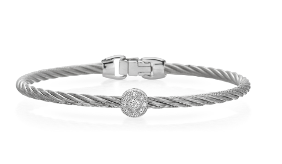 Cable Essential Stackable Bracelet with Single Round Station
