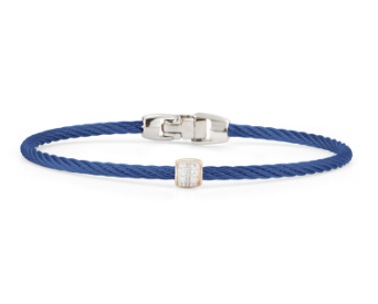 Single Barrel Station Stackable Bracelet with 18kt Rose Gold & Diamonds