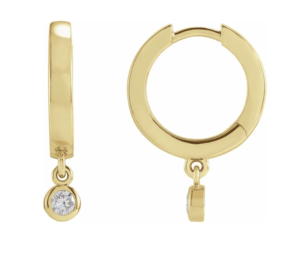 14K Yellow 1/5 CTW Natural Diamond Hinged Hoop Earrings