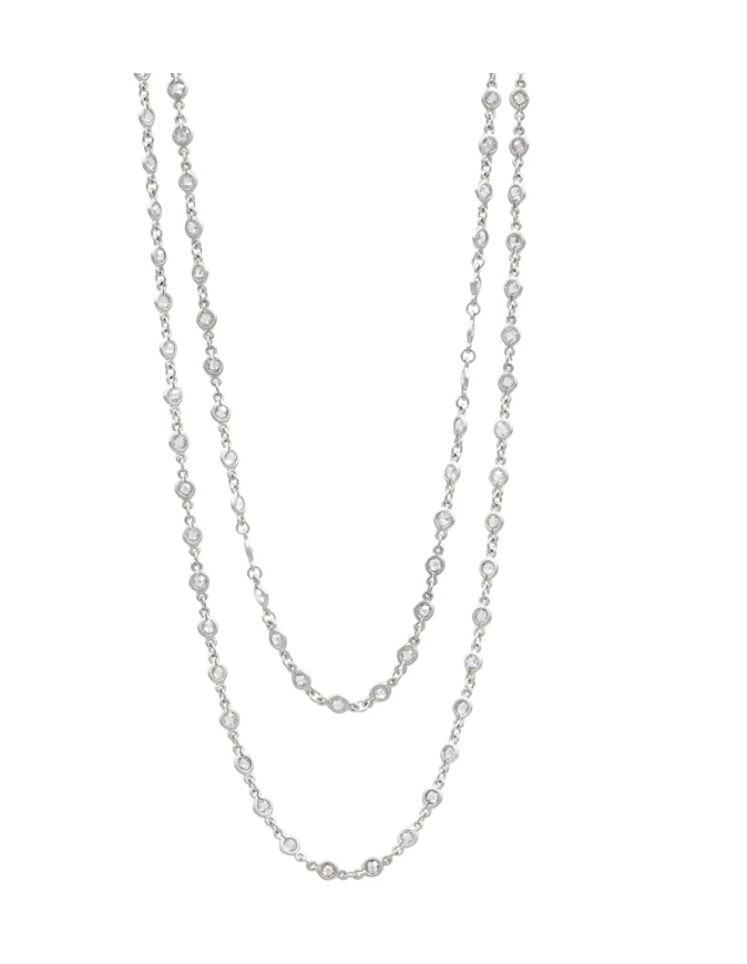 Faceted Stones Wrap Chain Necklace