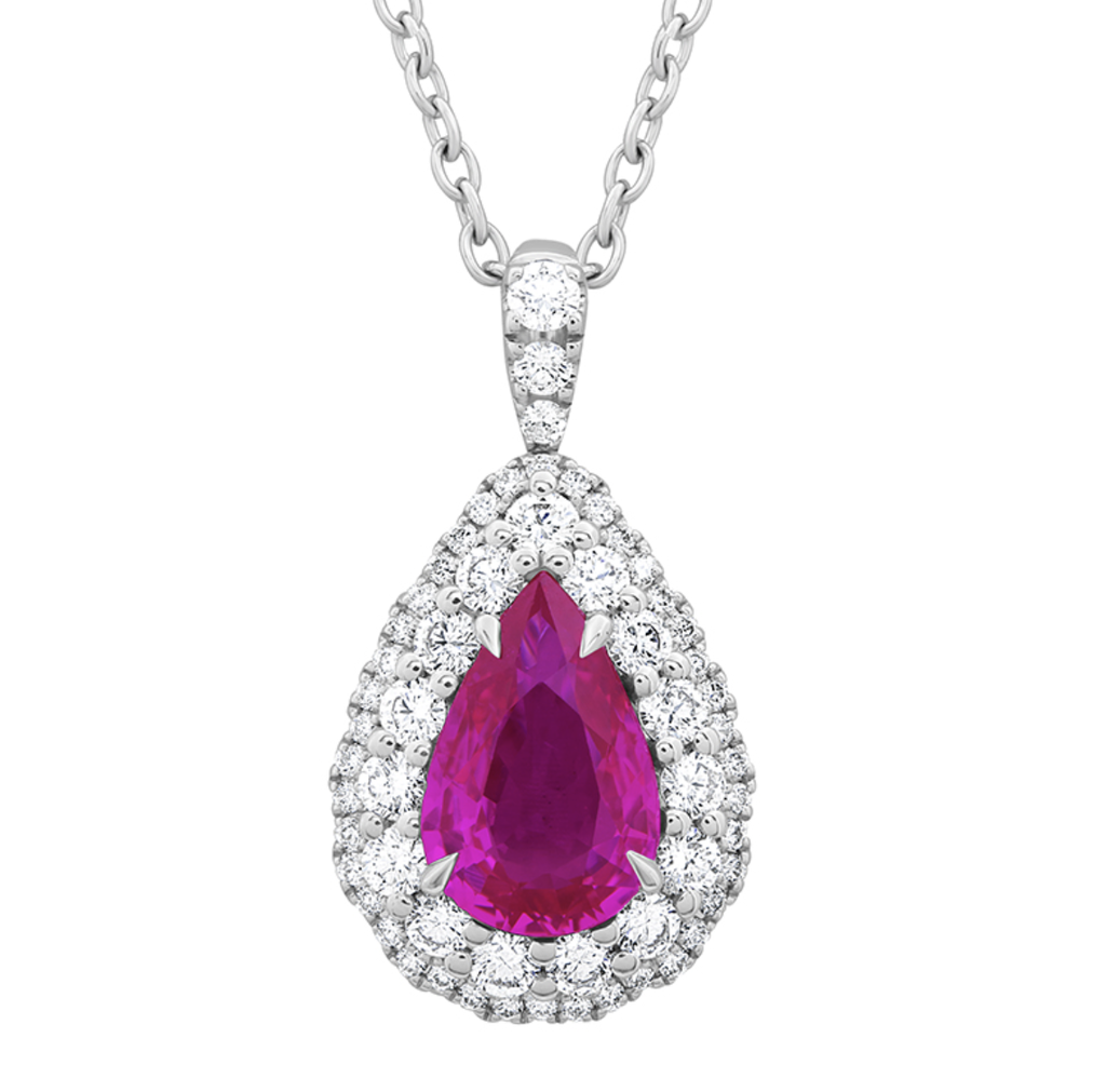 Pear Pink Sapphire and Diamond Pendant