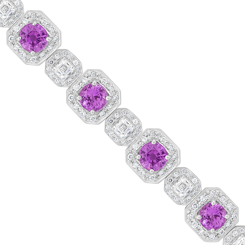 9.91Ct. Pink Sapphire Tennis Bracelet
