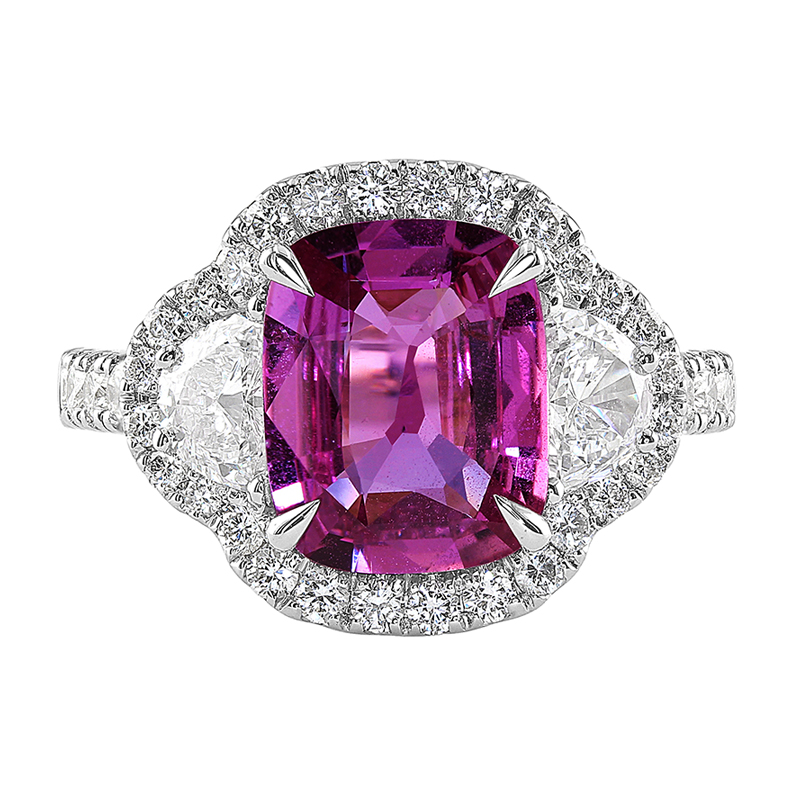 2.86Ct Pink Sapphire and Diamond Ring