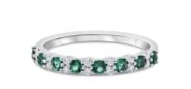 Half Round Alternating Gemstone/Diamond Ring