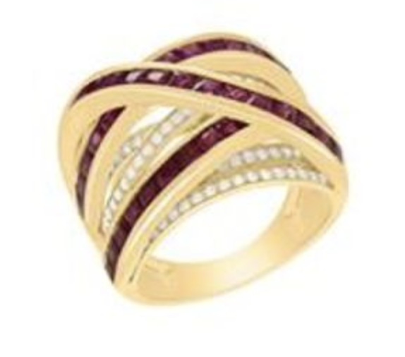 Princess Cut Ruby and Diamond Ring