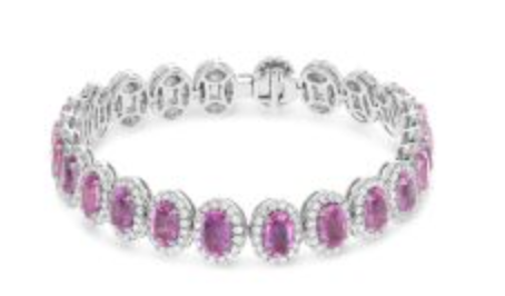 12.10Ct Oval Pink Sapphire and Diamond Eternity Bracelet