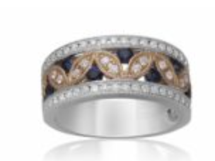Wide Milgrain Gemstone & Diamond Band