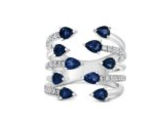 10 Pear Shape Gemstones and Diamond Ring