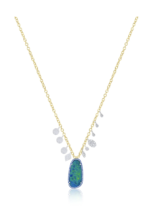 Blue Opal Diamond Necklace