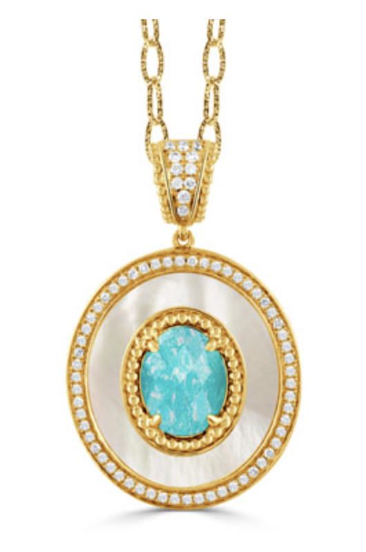 Amazonite and MOP Pendant