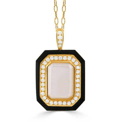 MOP, Onyx, and Diamond Pendant