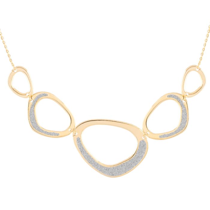 Silver w/ Gold Tone and Diamond Dust Necklace
