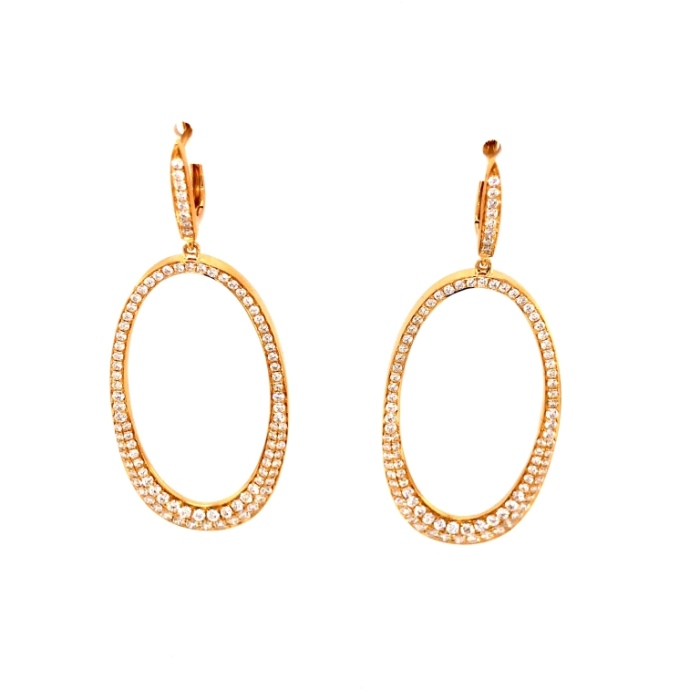 Long Oval Pave Diamond Earrings