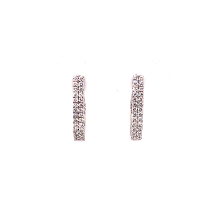 Front Facting Double Row Diamond Pear Shape Earring