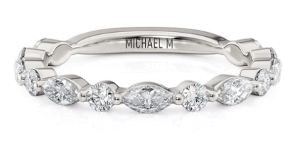 Marquis and Round Diamond Wedding Band