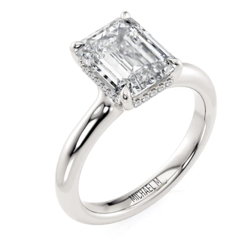 Emerald Mounting with Under Halo Soliaire