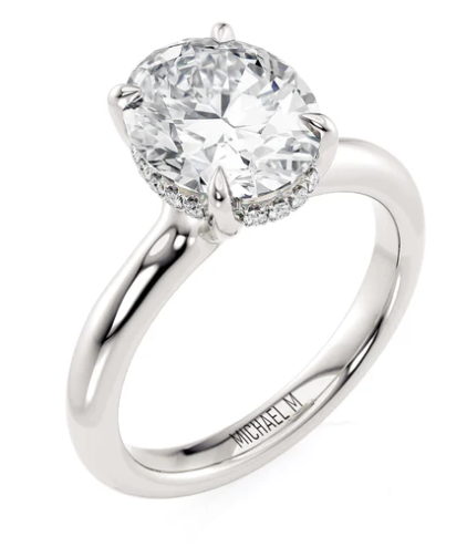 Oval Head with Under Halo Solitaire 0.05ct