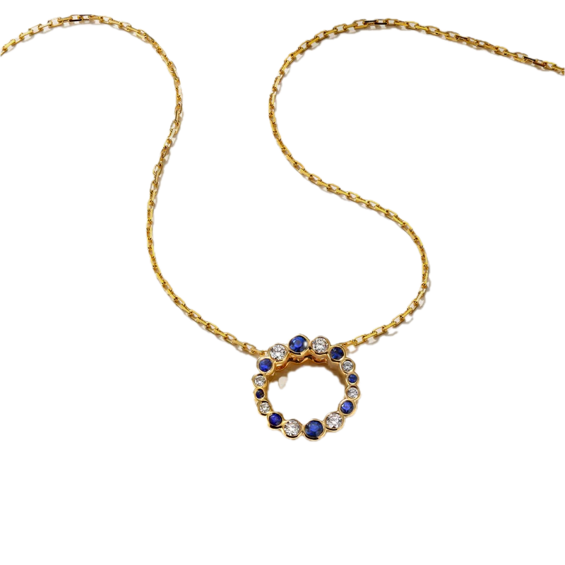 Bubbly Continuity Sapphire and Diamond Pendant