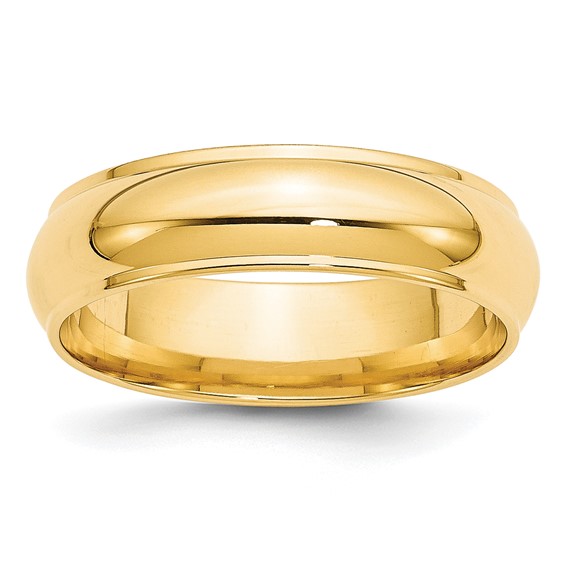 Gold 6mm Half Round with Edge Wedding Band