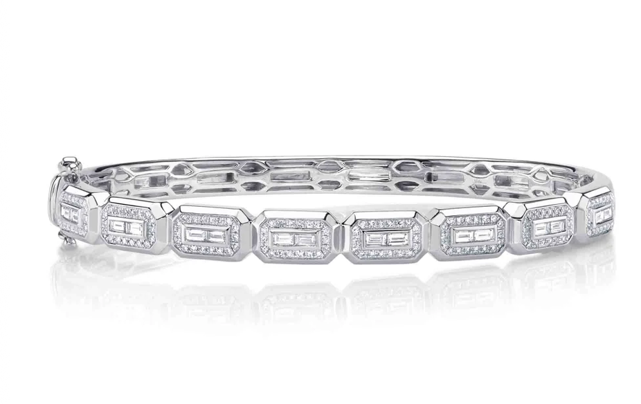 Elongated White Gold Bangle