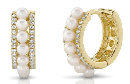 0.15CT DIAMOND & CULTURED PEARL HUGGIE EARRING