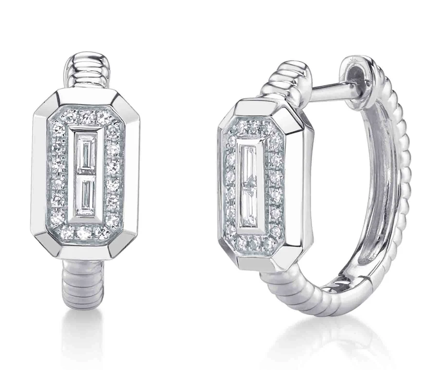 0.18CT ELONGATED DIAMOND SHAPE HUGGIES