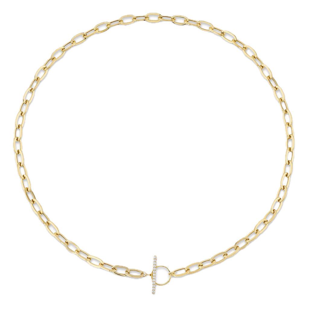 DIAMOND PAPER CLIP LINK NECKLACE