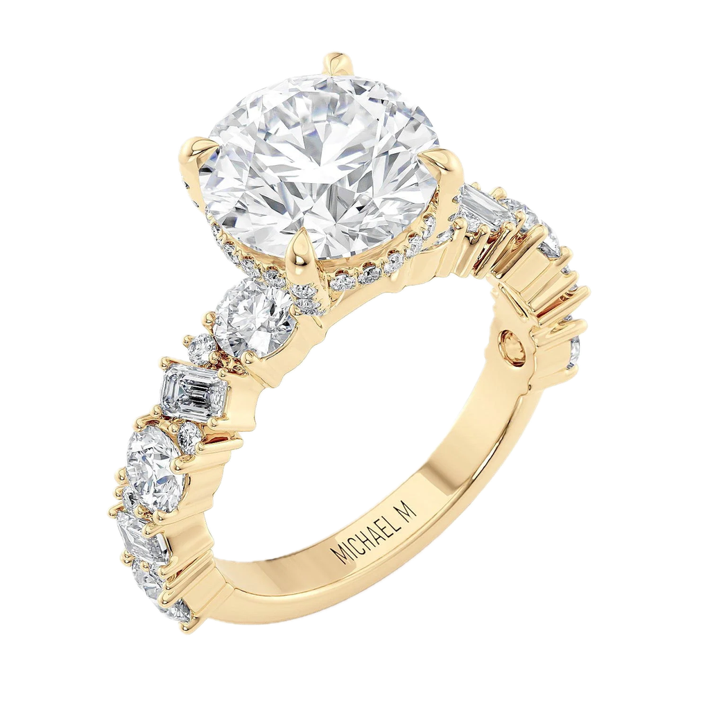 Montage 3ct Mounting Emerald and Round Diamond Band