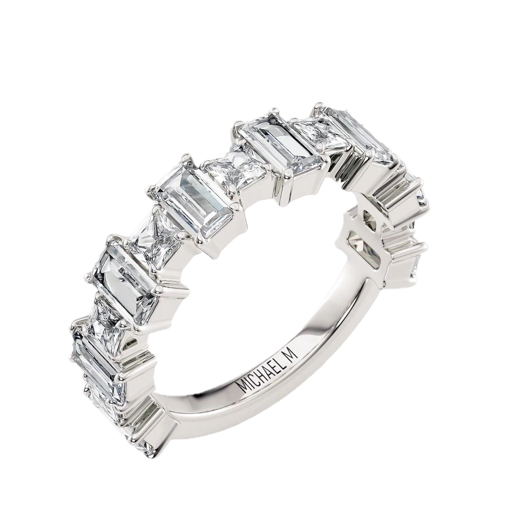 Emerald and Round Wedding Band