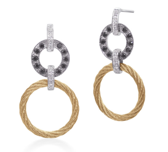 Round Multi-Drop Earrings with 18kt Gold & Diamonds