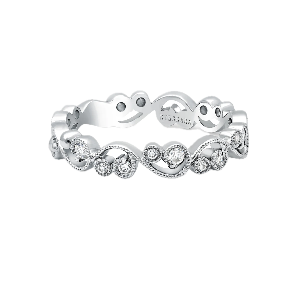 Stackable Milgrain Lace Diamond Wedding Band