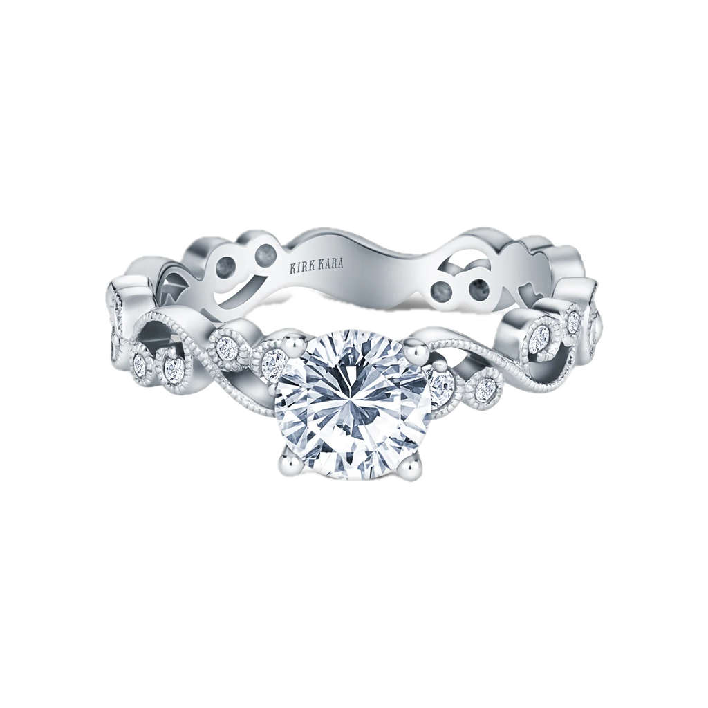 Lace Milgrain Solitaire Diamond Engagement Ring