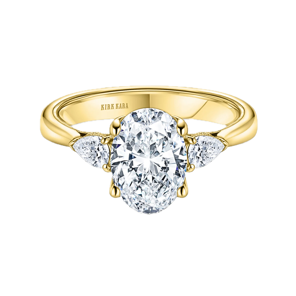 Three Stone Pear Side Stone Diamond Engagement Ring